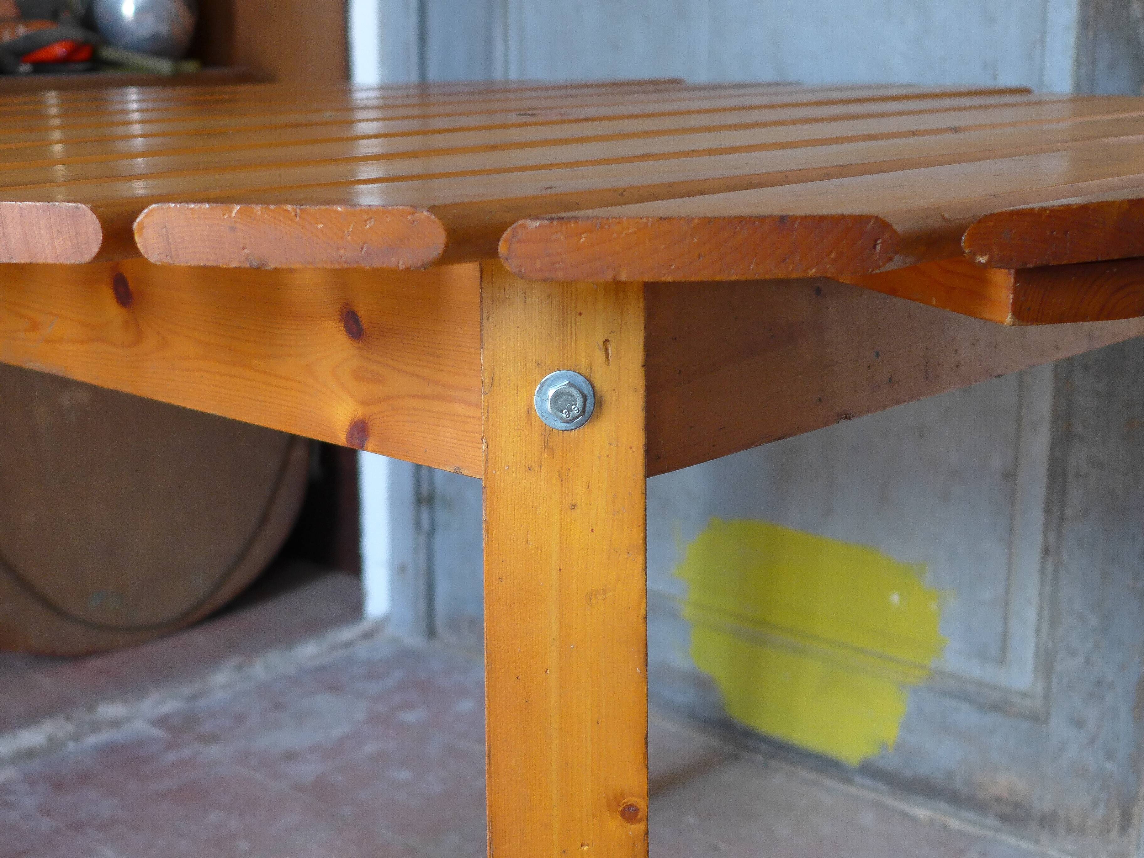 Vintage round pine table, slatted pine table, vintage table, pine furniture