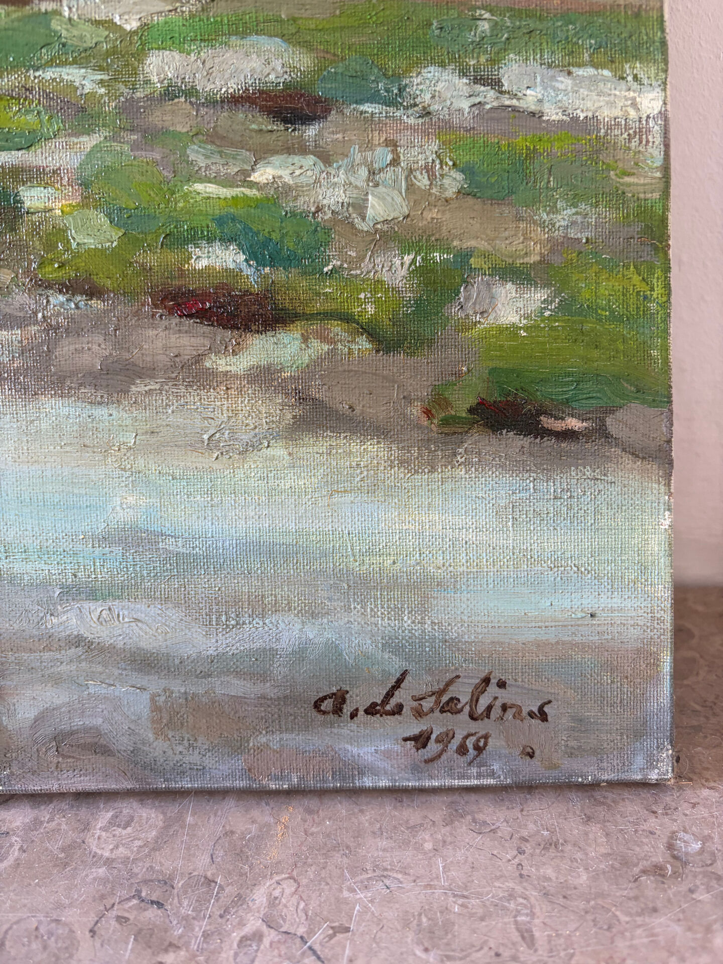 Après la tempête, huile sur toile signé 1969