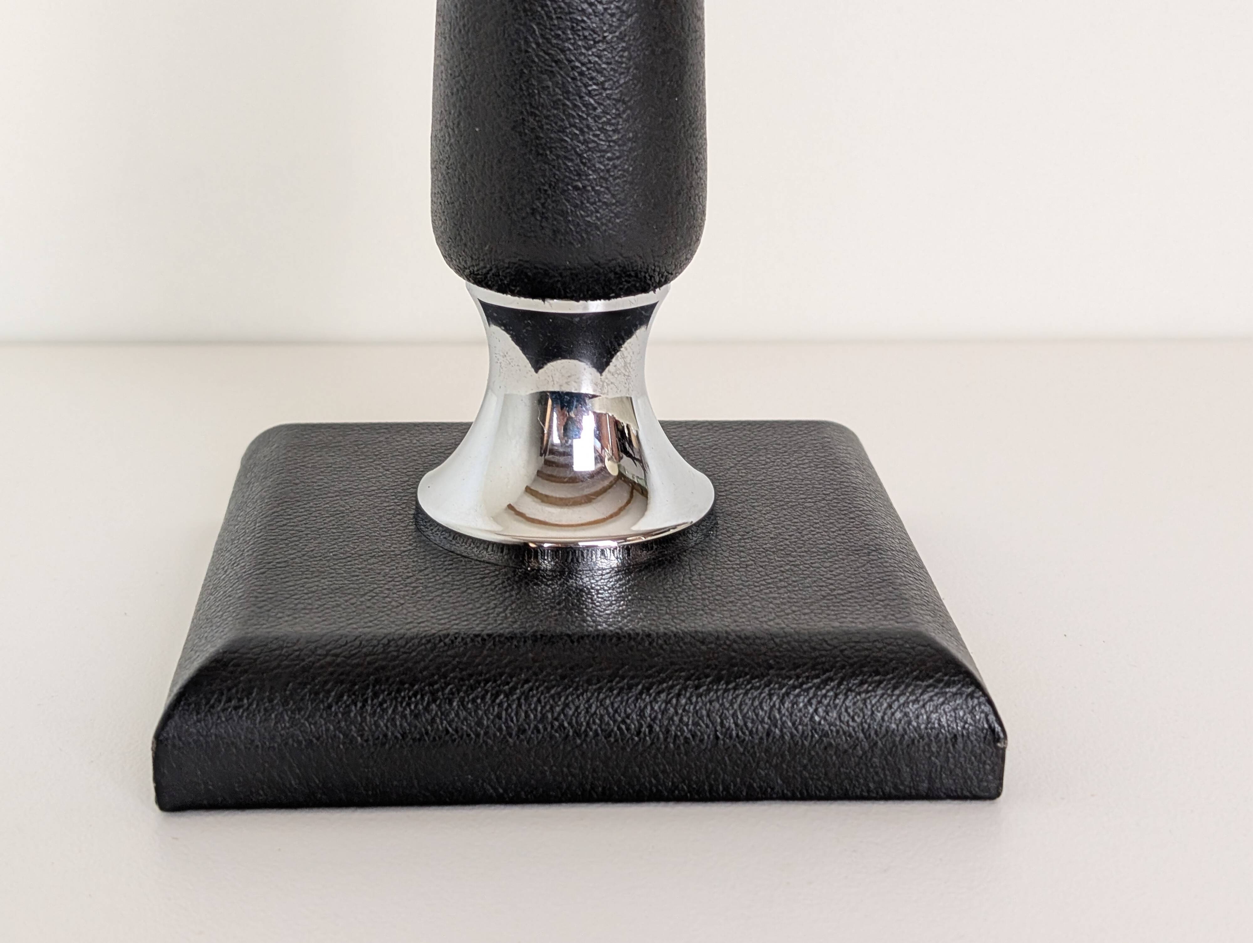 Leather and chrome lamp base