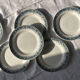 Set of 6 flat iron earth plates St Amand and Hamage model Morocco blue