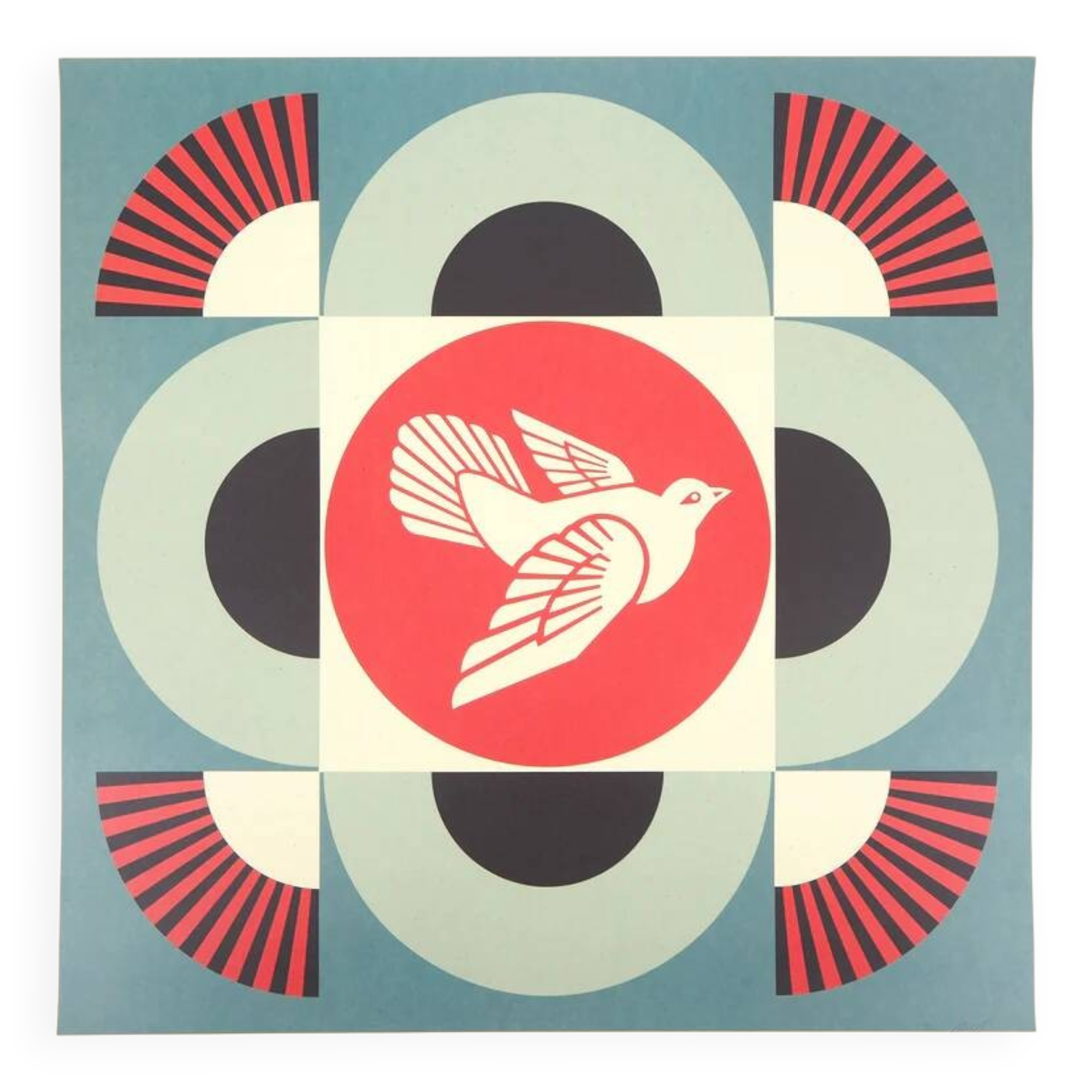 Shepard Fairey : Geometric Dove Blue, sérigraphie originale signée