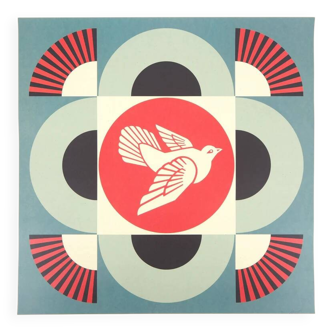 Shepard Fairey: Geometric Dove Blue, original signed silkscreen print