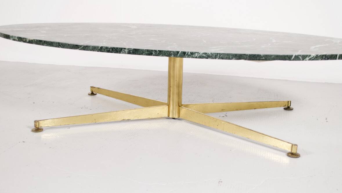 Table basse marbre laiton Michel Kin Italie 1960 Arflex éditeur