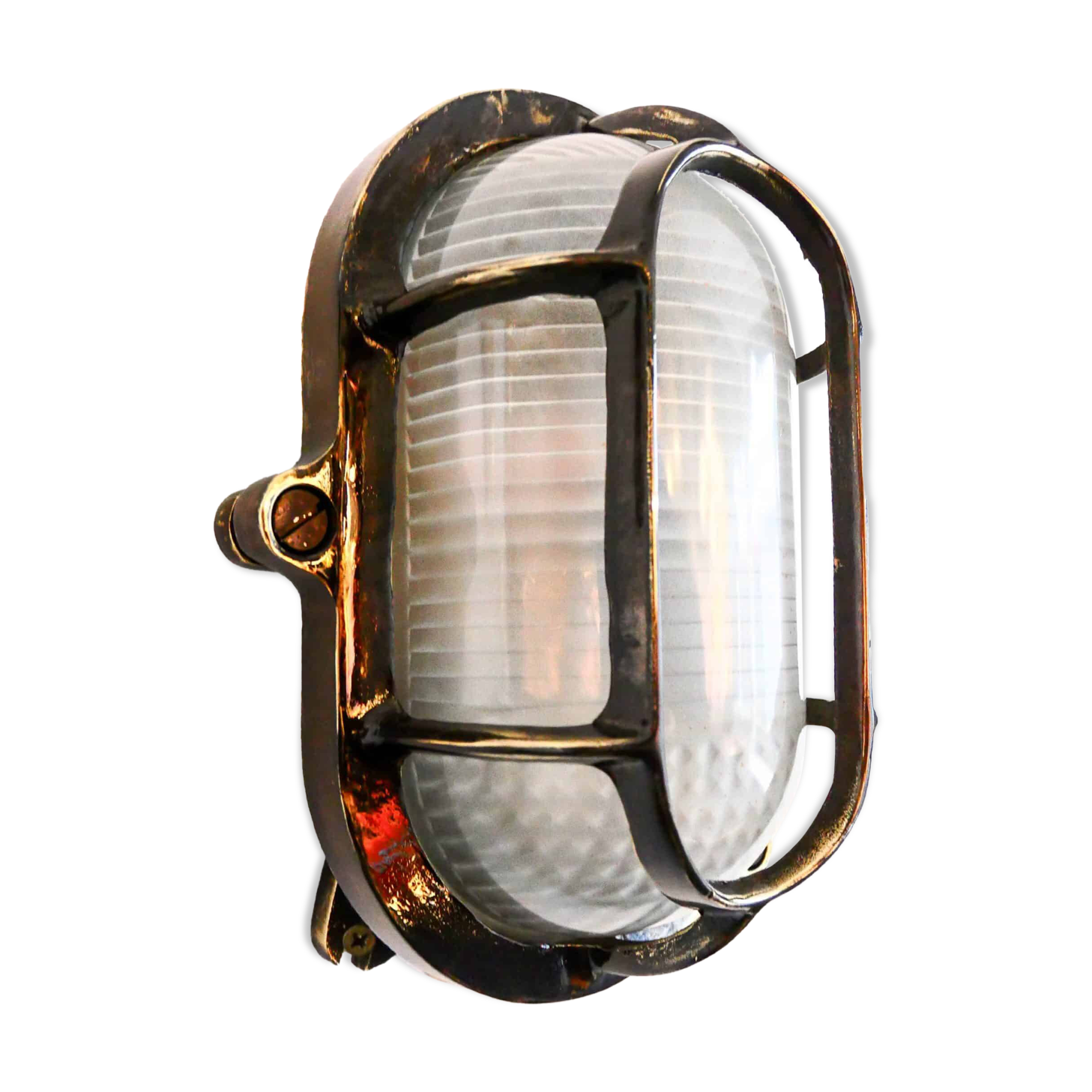 Antique Holophane wall lamp in patinated bronze