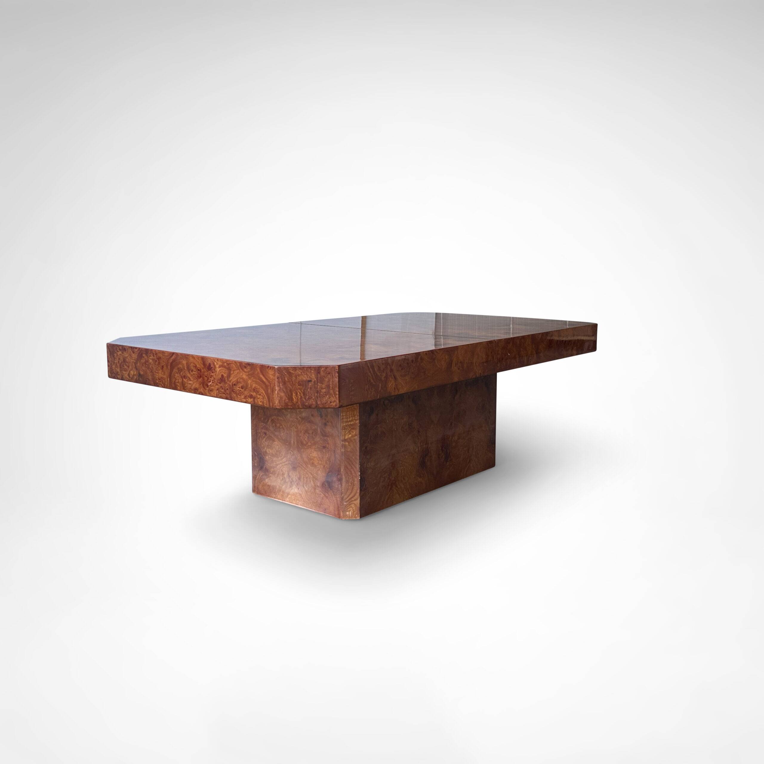 Table basse en bois de bouleau avec bar par Maison Lancel France années 1980