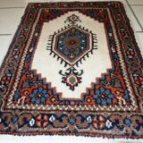 Tapis vintage fait main Hamadan en laine rouge (41cm x 59cm) – Années 1970