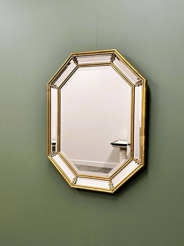 Miroir octogonal néoclassique vintage de Deknudt, Belgique, années 1980