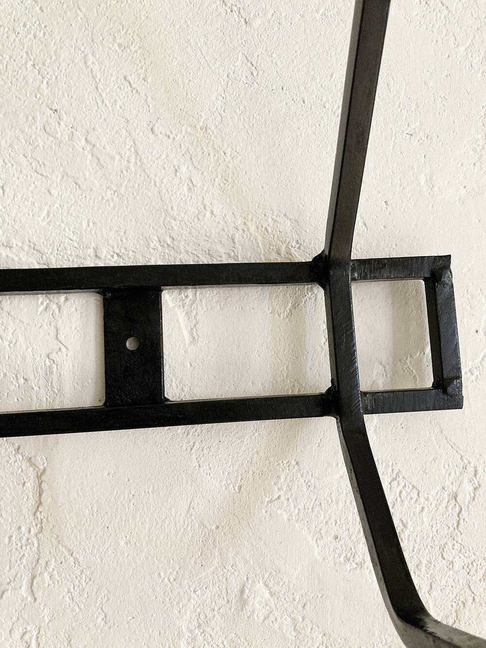 Wall-mounted coat rack with 12 hooks in handcrafted wrought iron