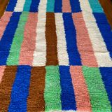 Berber carpet boujad colorful blue majorelle green brown peach