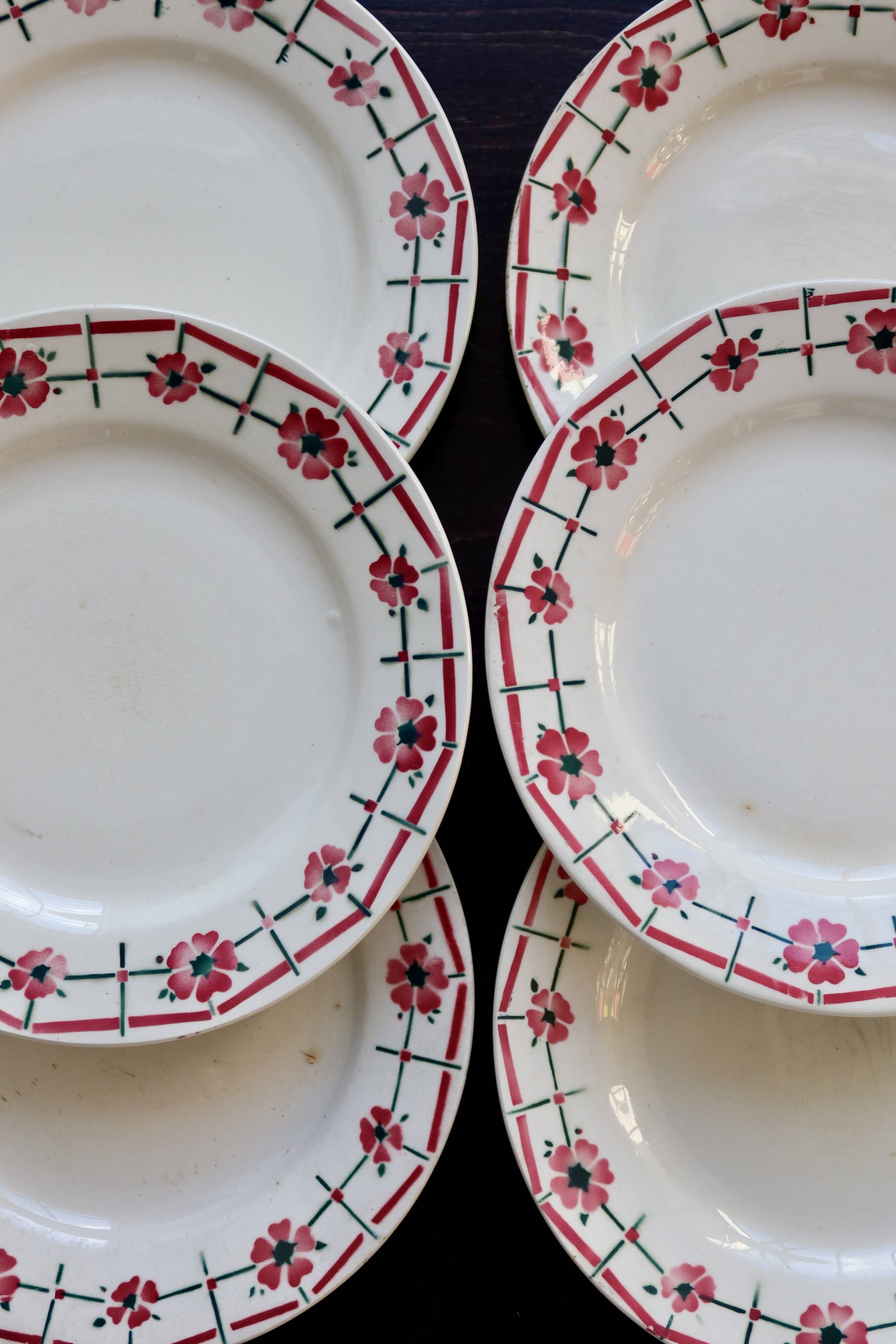 6 vintage ironstone dinner plates from Céranord Saint-Amand - Monique