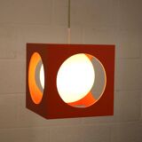 Orange Poker Dice Pendant Lamp - 1970s Space Age Lighting