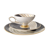 Tea cup with saucer and its vintage Art Deco style dessert plate.