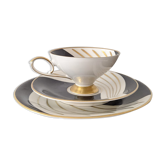 Tea cup with saucer and its vintage Art Deco style dessert plate.