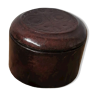 Round repoussé leather box