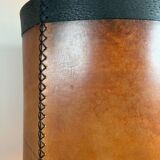 Original vintage ceramic and leather lamp