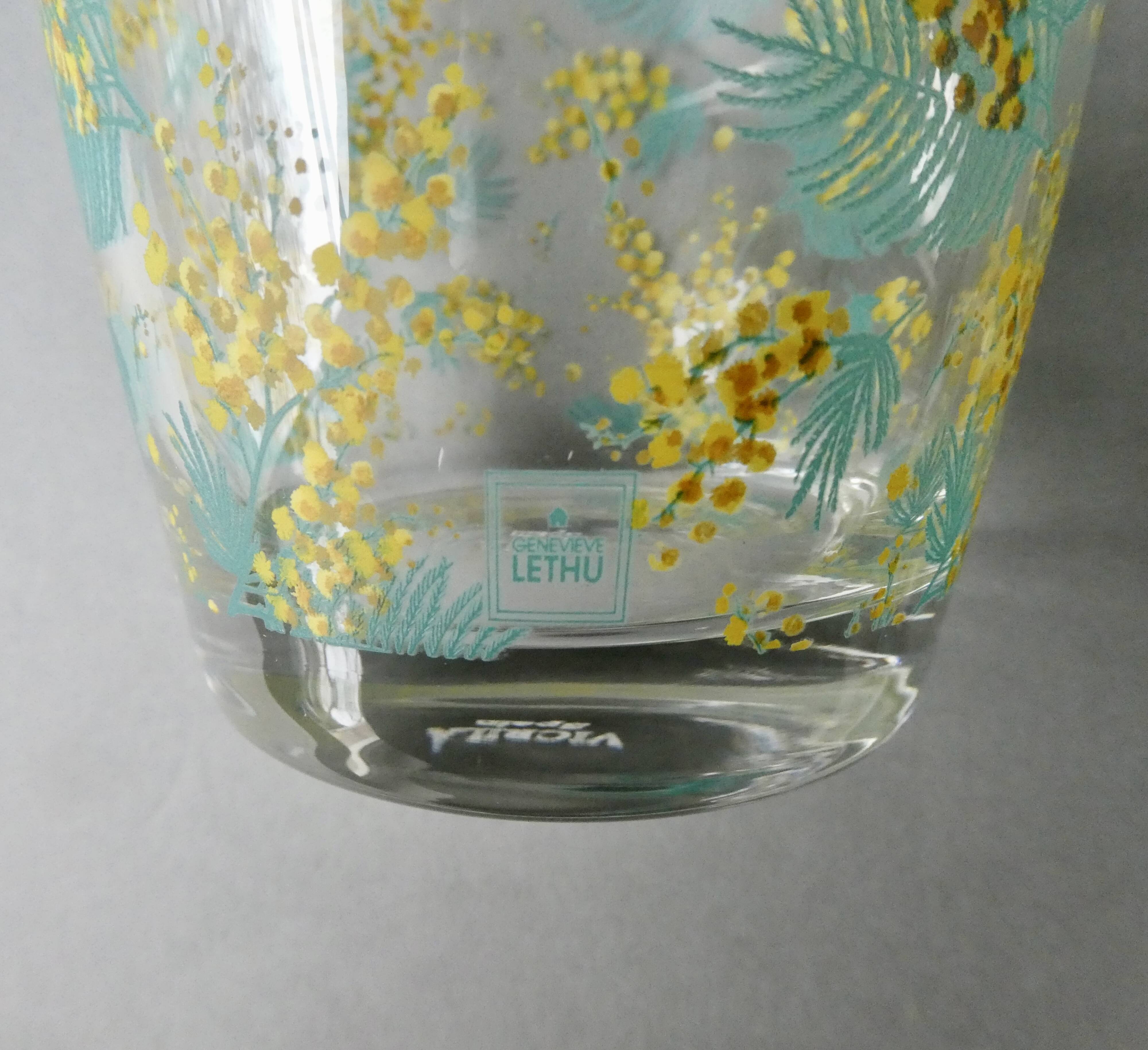 4 Geneviève Lethu glasses, mimosa decor