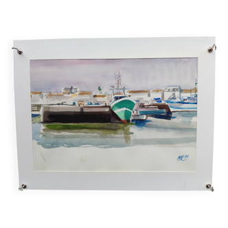 Watercolour by Michel Roubille, the island of Yeu 1986.