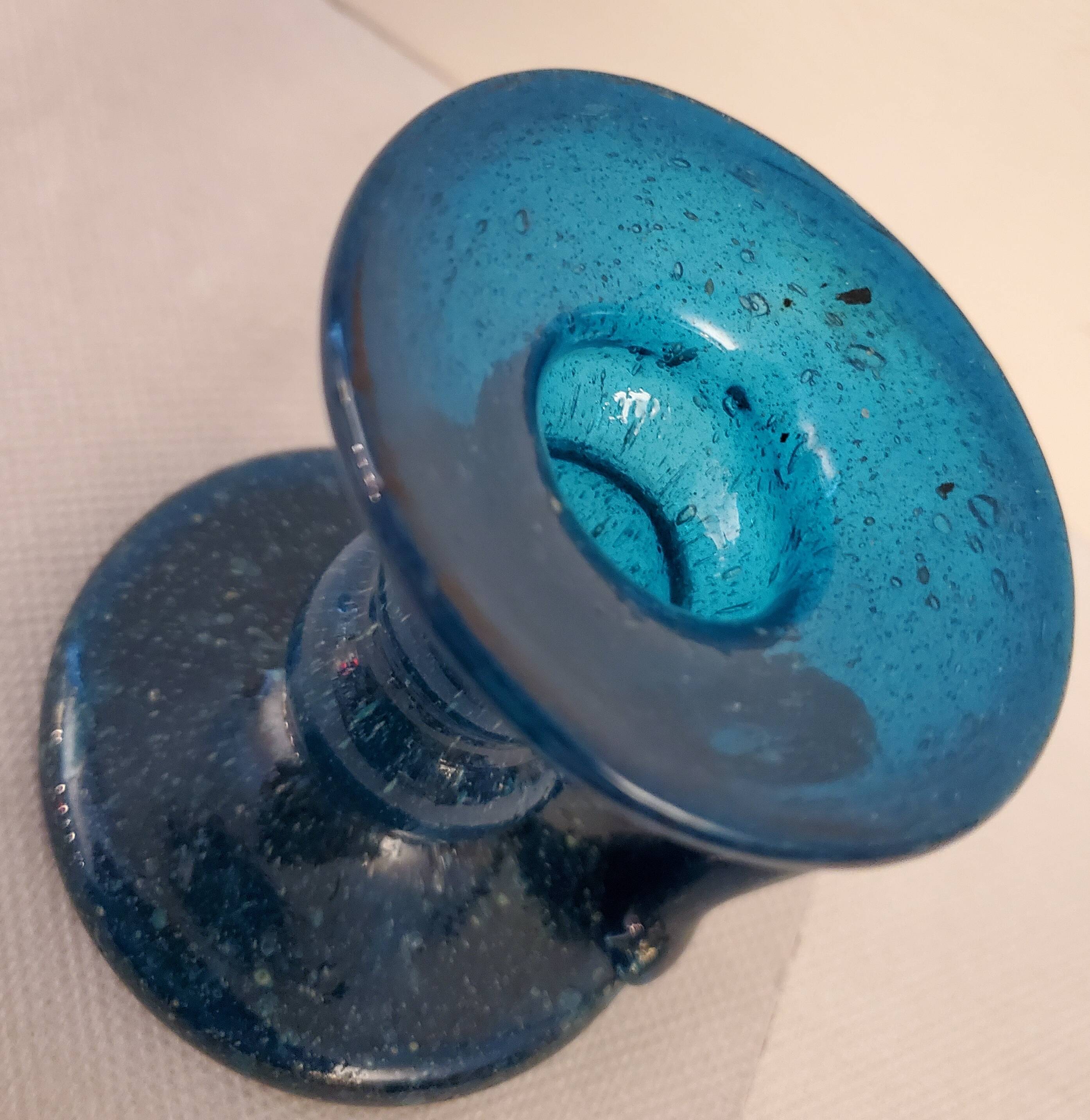 Bubbled blue glass chandelier