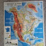 Vintage North America / Asia school physical map.