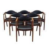 Ensemble de six chaises en teck, design danois, années 1970, fabrication : Farstrup Møbler