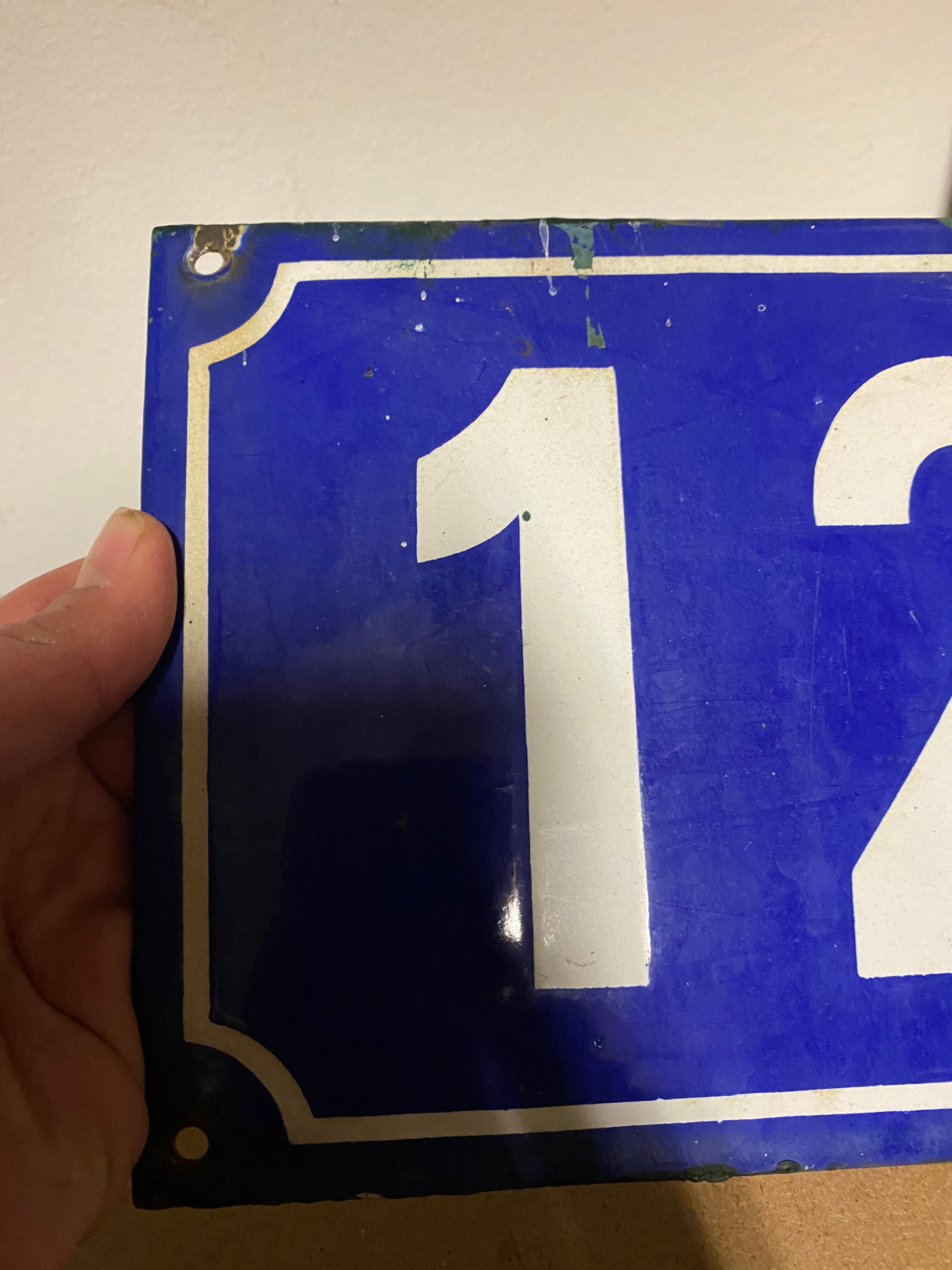 Old enamelled plaque number 12