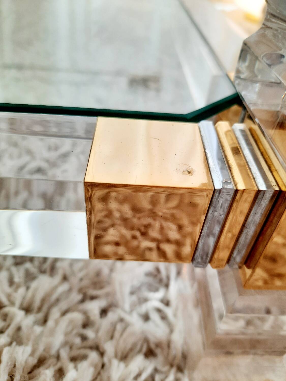 Coffee table in Altuglass "Romeo" 70s/80s