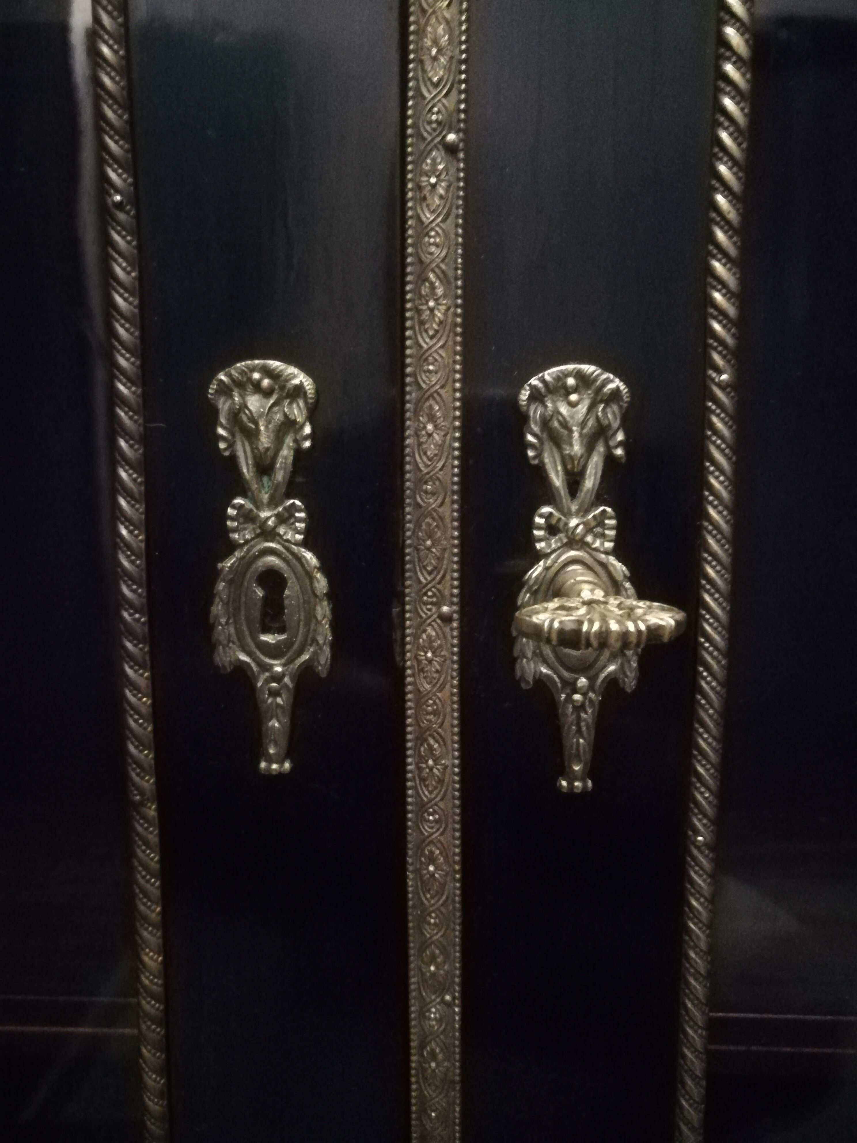 Napoleon III showcase lacquered black and gilded bronze