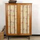 Vintage 1960 removable rattan and oak cabinet