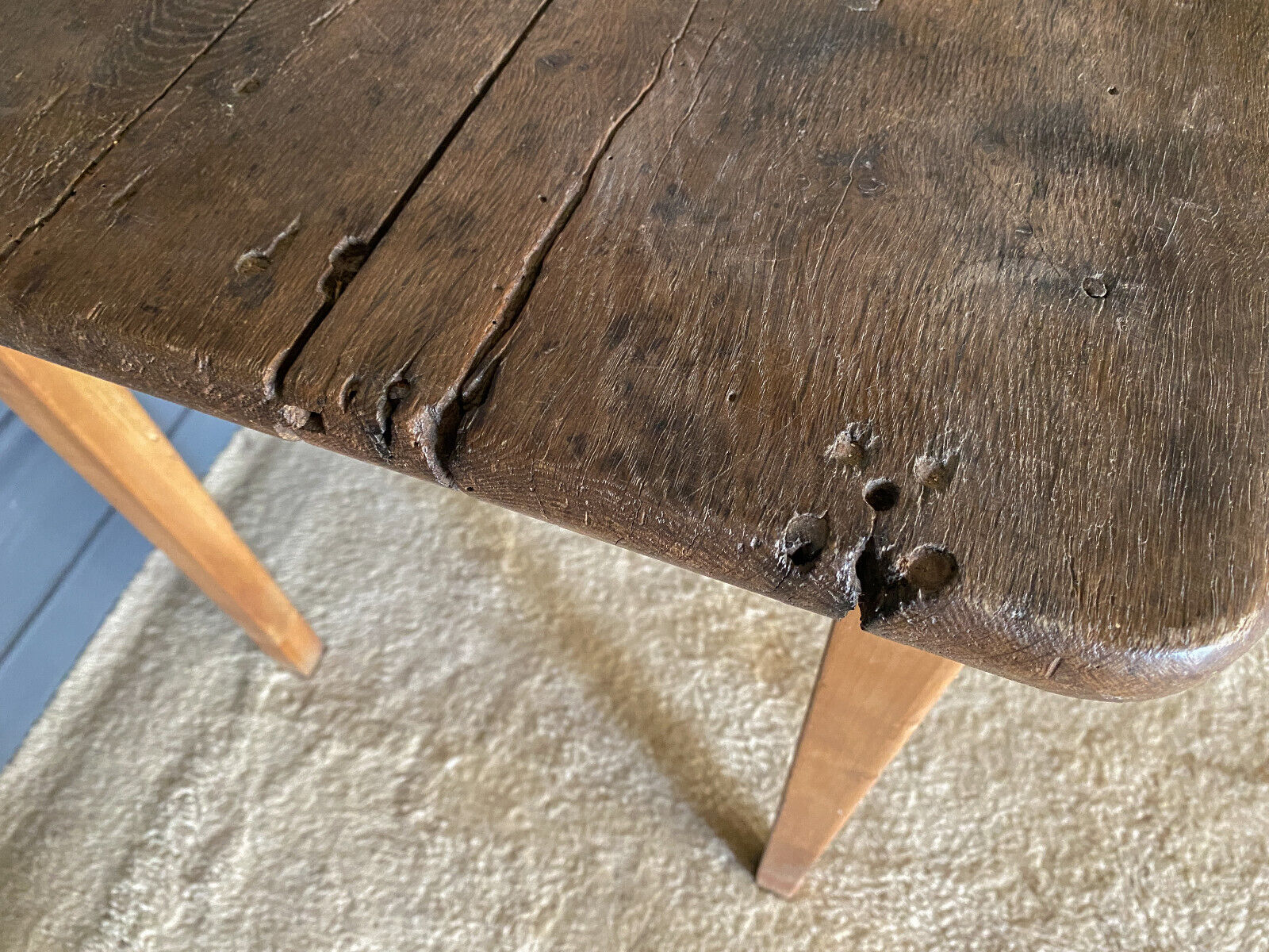 Oak farmhouse table Late nineteenth original patina