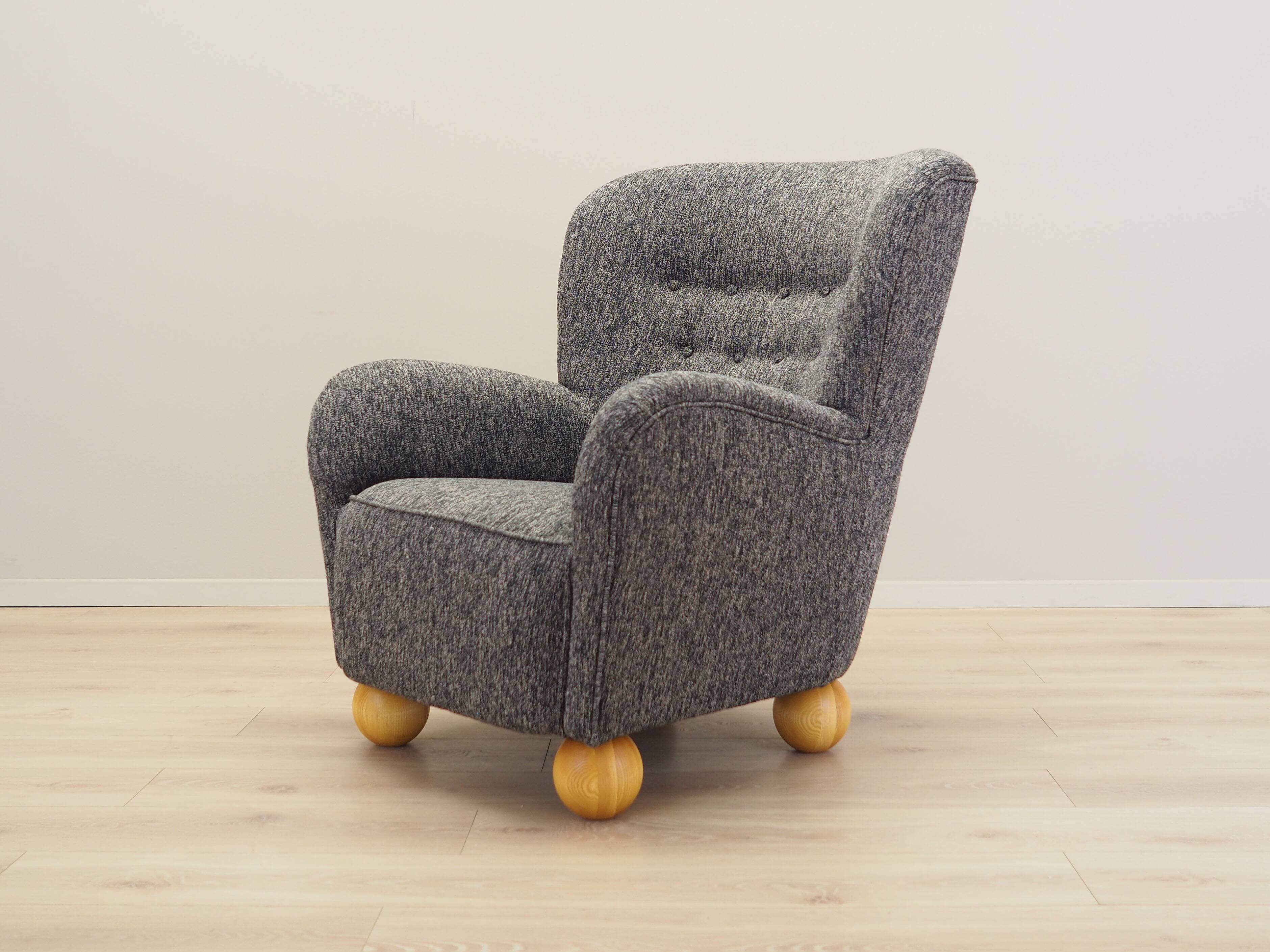 Grey armchair, Scandinavian design, production: Denmark