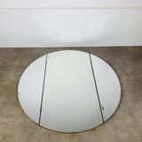 Scandinavian round triptych mirror, teak frame, 1960s.