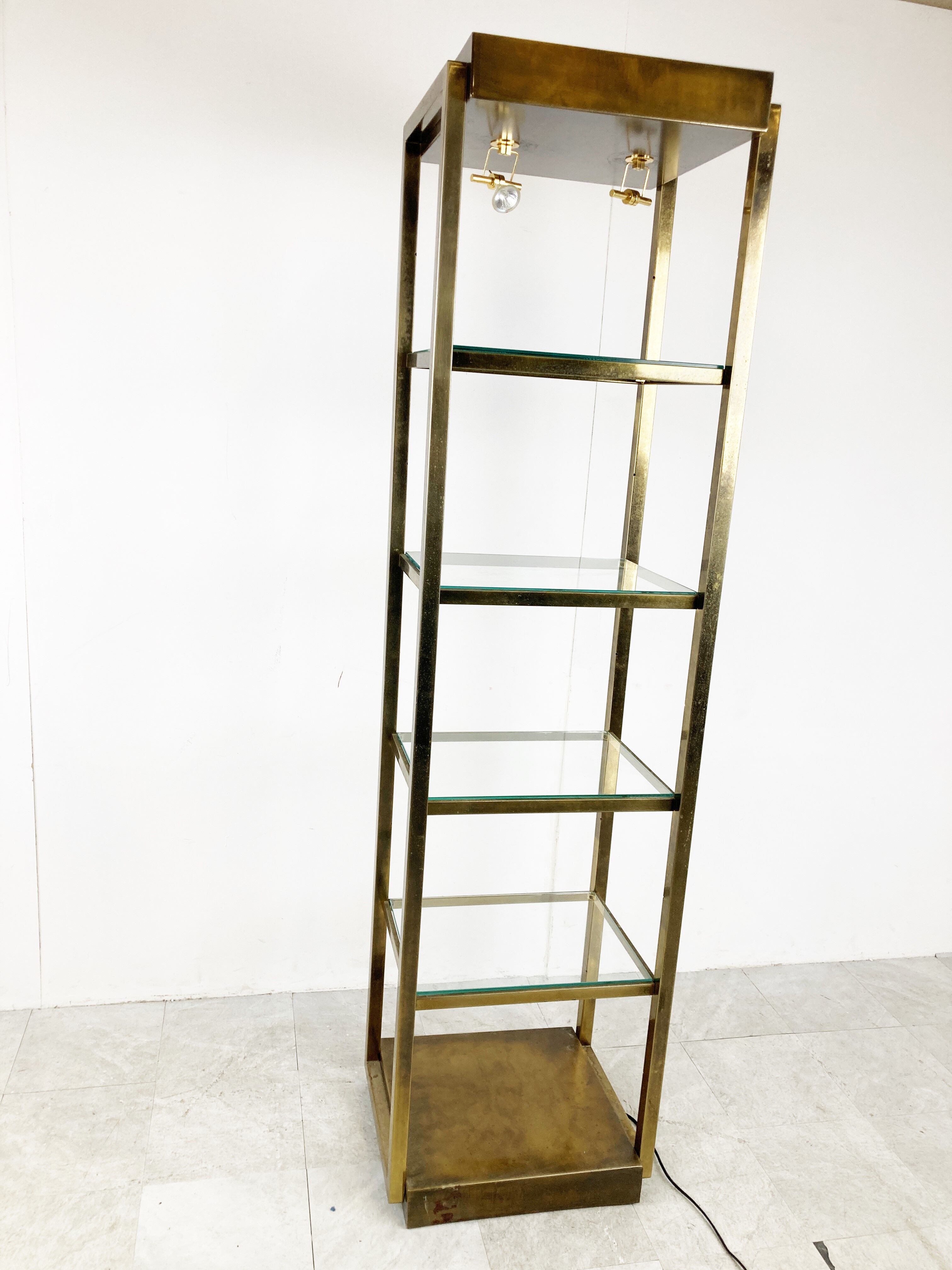 Brass illuminated wall unit by Belgochrom, 1970s