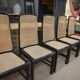 Set of 6 Vintage caned chairs in black lacquered wood, original 1970