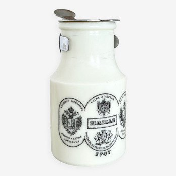 Pot à moutarde Maille vintage - Collection - Opaline et opercule métallique