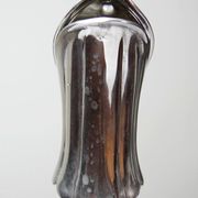 Vintage glass and silver-plated metal jug, modernist pitcher/carafe from 1950-1970.