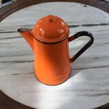 Orange and black enamelled sheet metal coffee maker