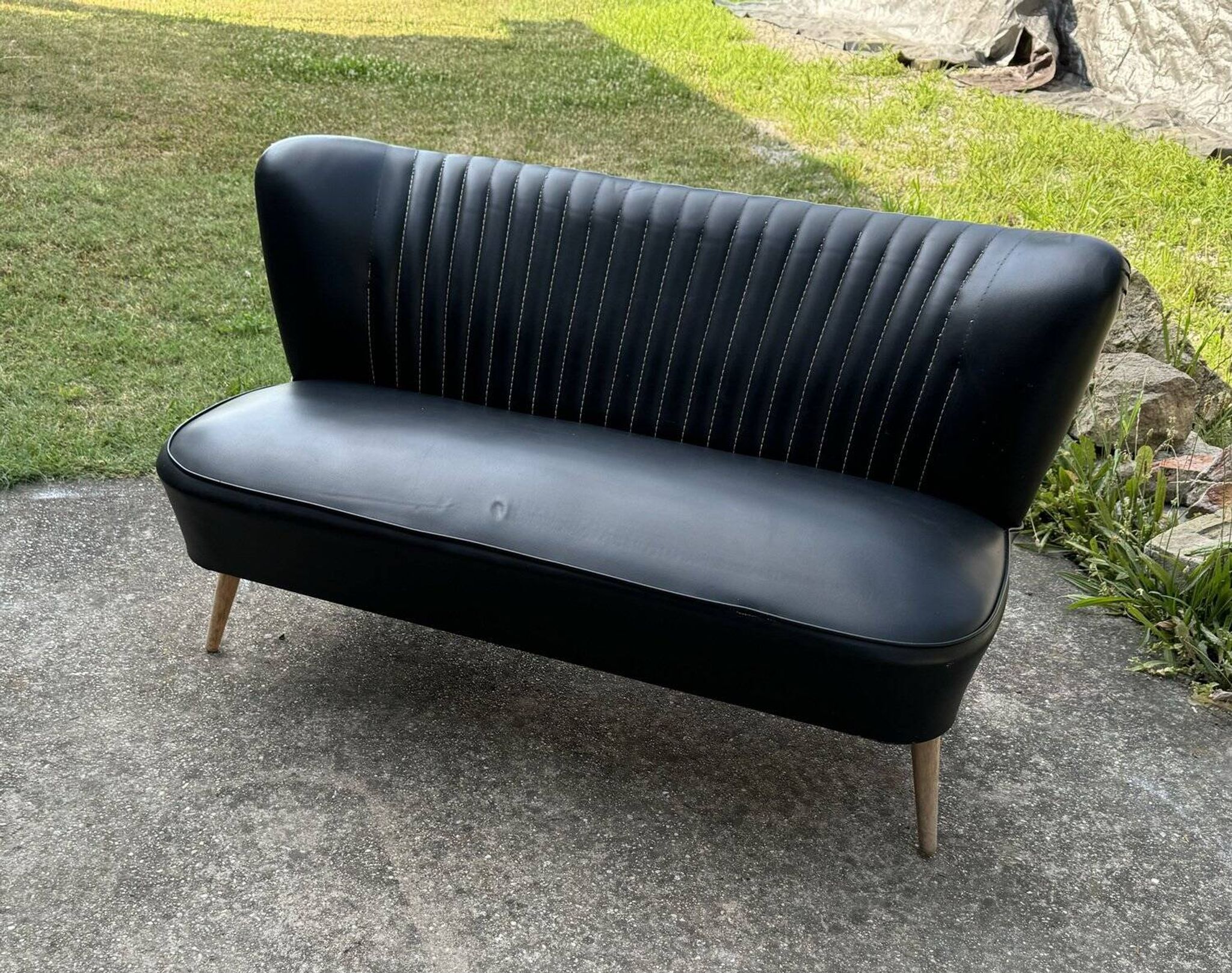 Mid-century sky black cocktail sofa, 1950s