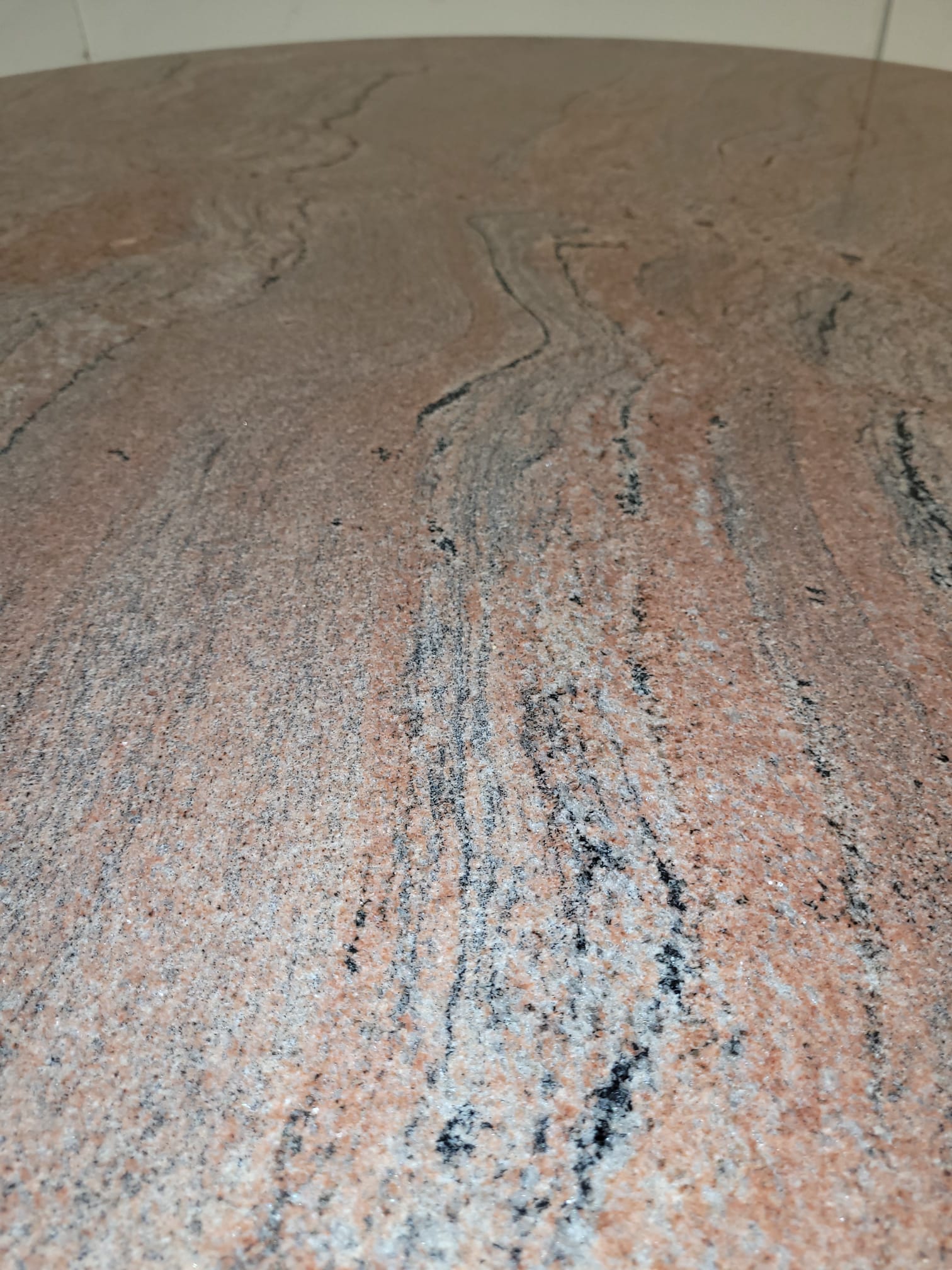 Vintage round granite center table, 1970s