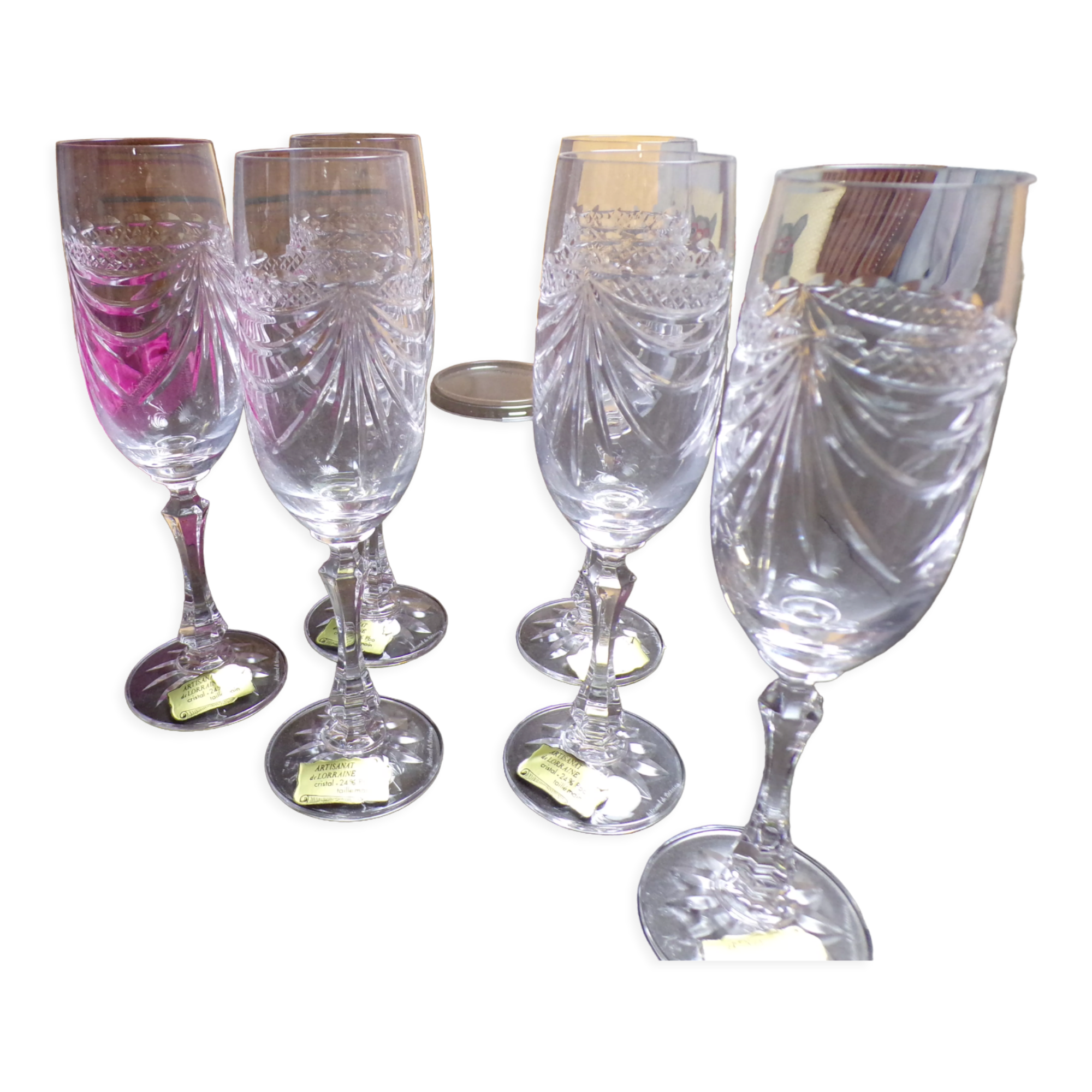 6 flutes à champagne cristal de Lorraine modele Gerard Selency