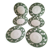 6 small Churchill "Verdigris" Staffordshire plates – 14 cm