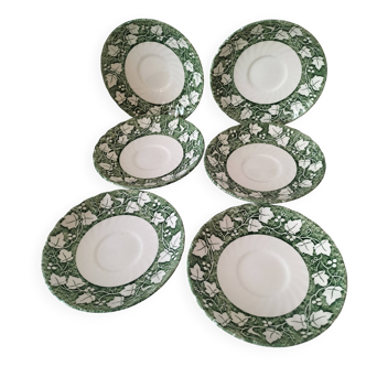 6 small Churchill "Verdigris" Staffordshire plates – 14 cm