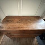 Large Louis-Philippe chest of drawers in solid oak - 140 cm