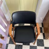 Black skai armchair by Cees Braakman for Pastoe 1950