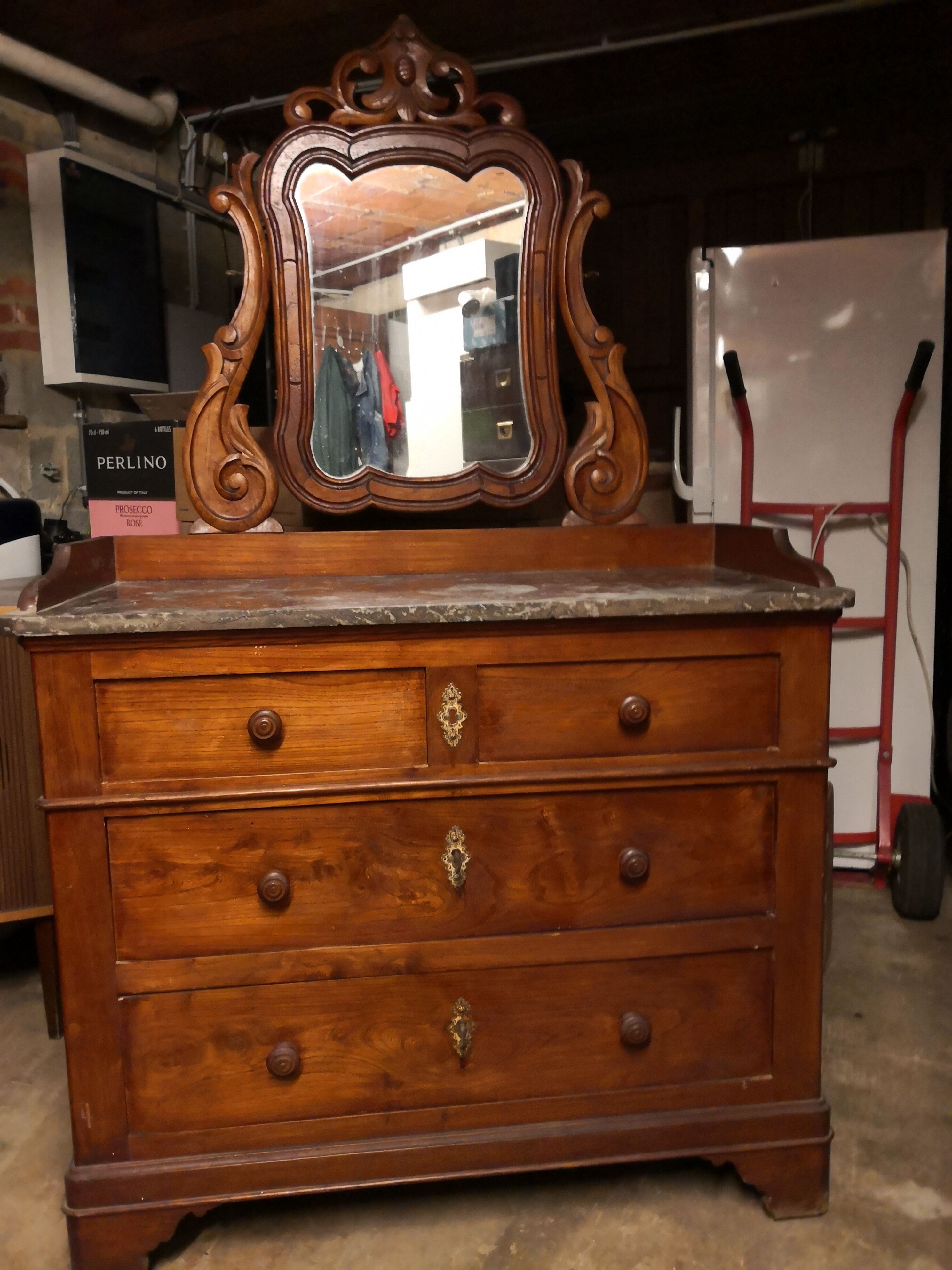 Coiffeuse Louis Philippe dessus marbre