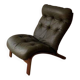 Scandinavian armchair Rybo Rykken Solheim green leather teak