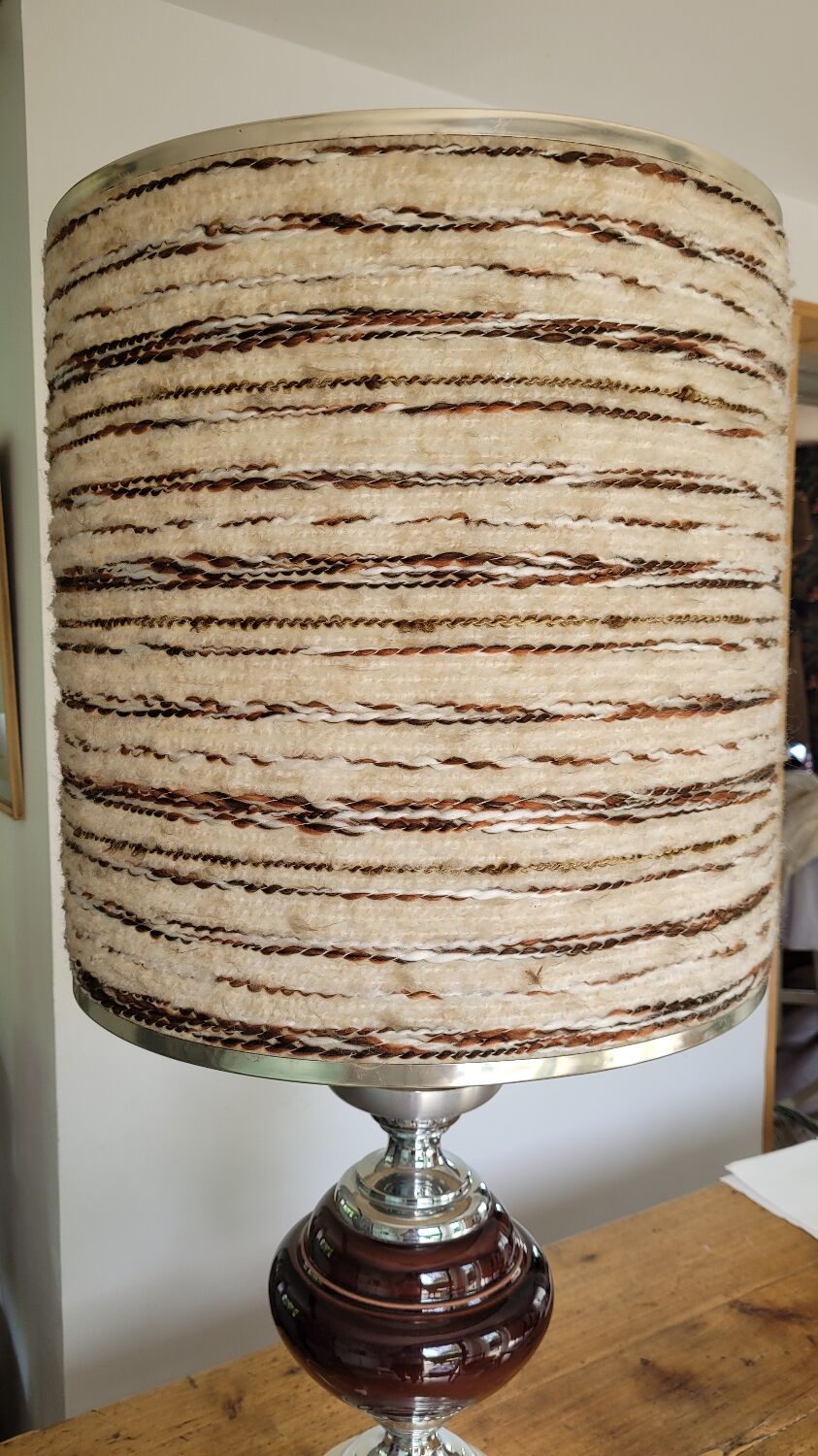 Lamp in chrome and brushed aluminum and porcelain year 70