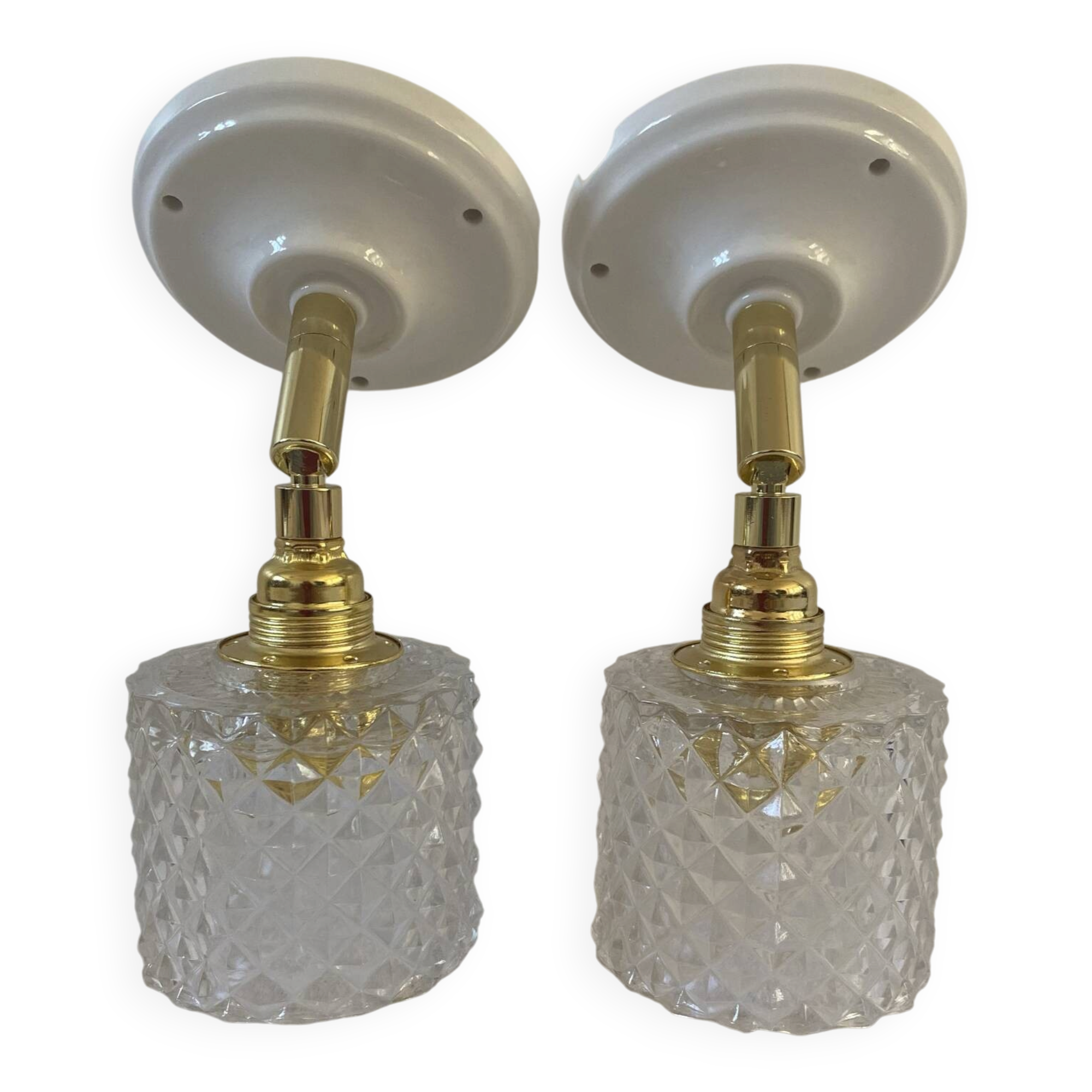 Pair of vintage glass globe wall sconces