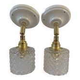 Paire d’appliques murales globes vintage en verre