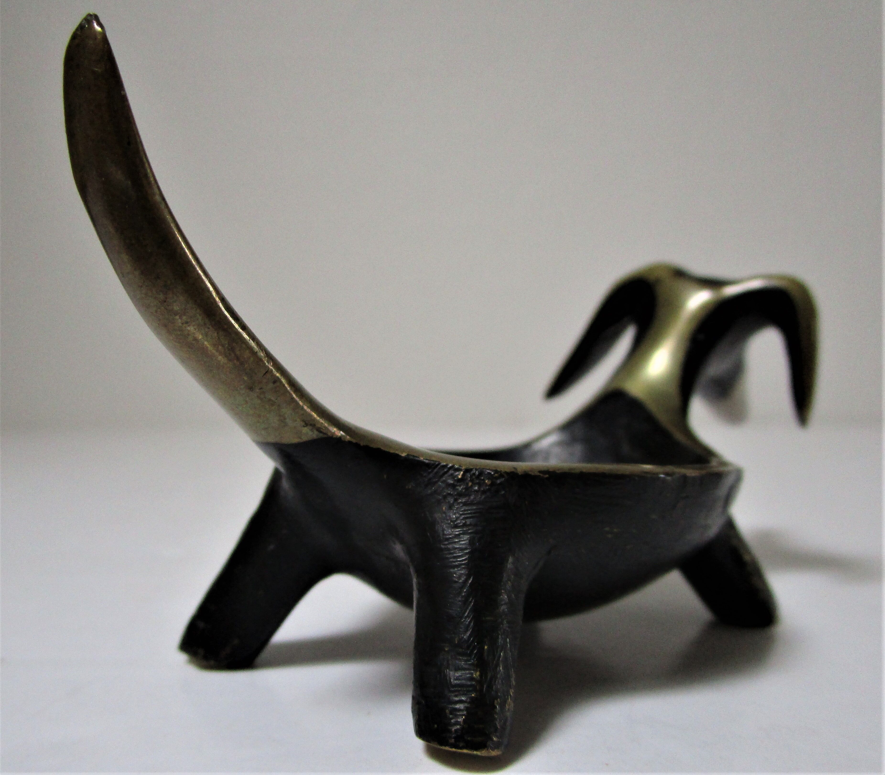 Zoomorphic bronze dachshund ashtray 50s