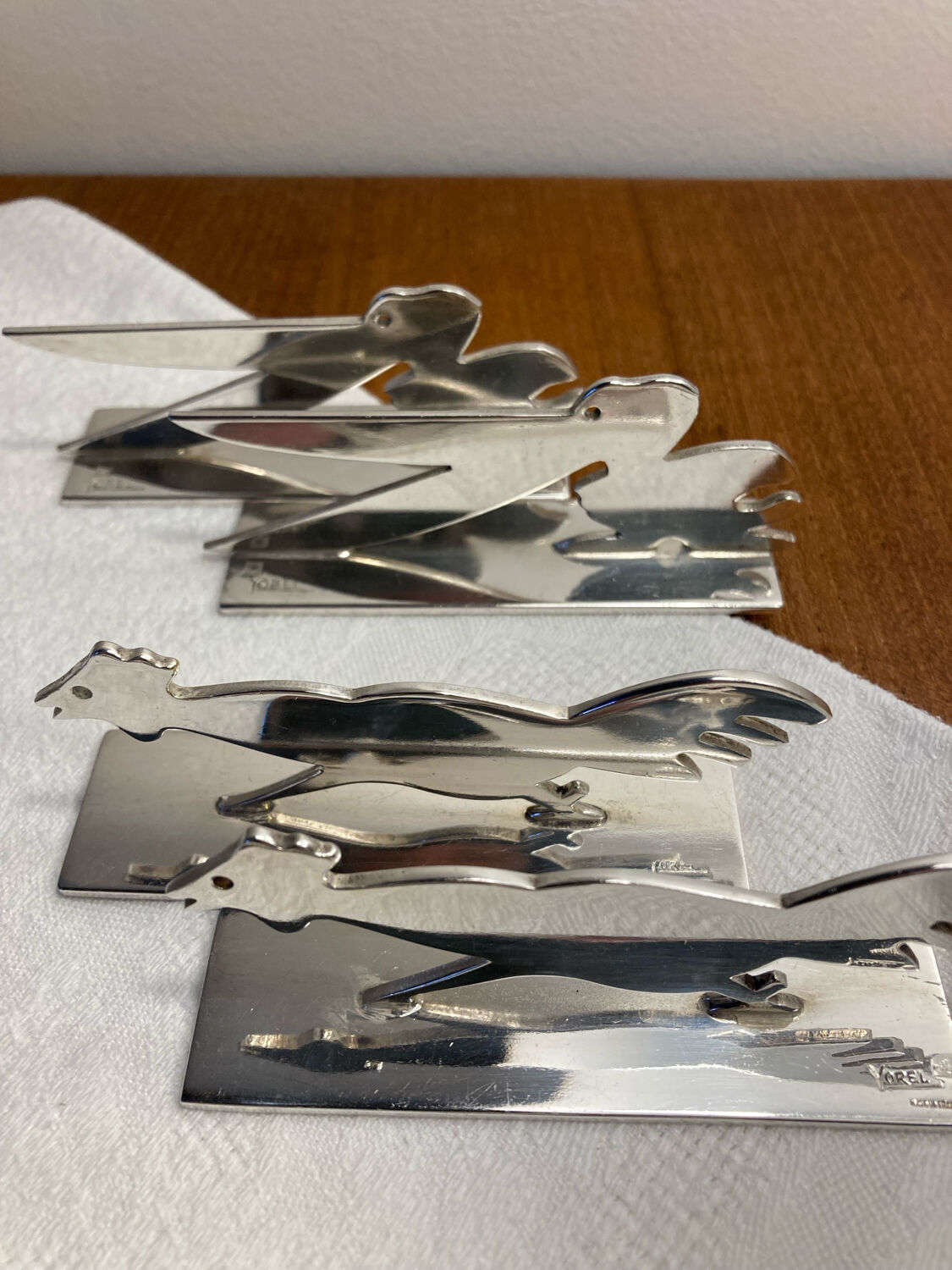 12 silver-plated metal knife rests Art Deco Yorel